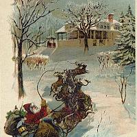 Père Noël et ses Rennes (illustration ancienne)